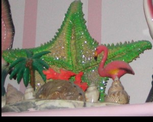 Starfish, Florida kitsch, plastic flamingos, flamingos, palm tree, night light