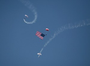 fourth of July, American flag, sky diving, air show