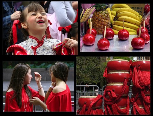 Good luck red, Chinese drums,