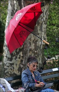 Central Park, New York city, Murray Head, red umbrella