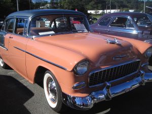 '55 Chevy, Salmon Pink and Gray 4 door Chevy