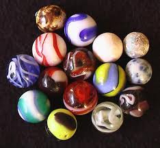 aggies, dibs, clearies, slags, swirlies