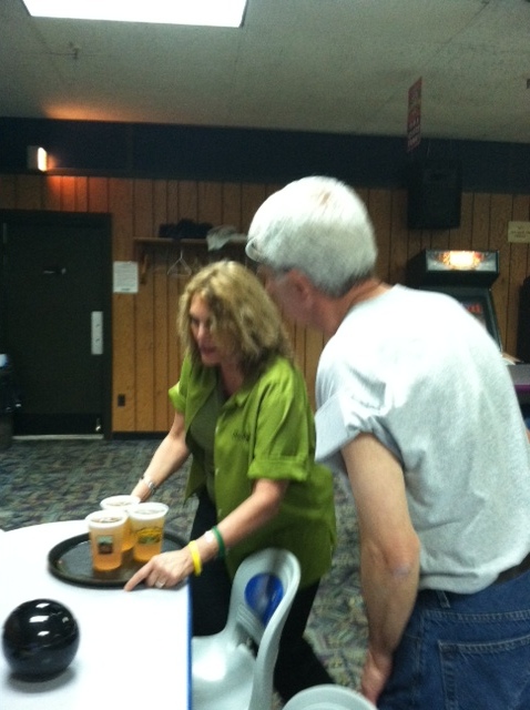 Lori and Jim Bowling 2011 beer, Jim, sea girt lanes, birthday party, Lori