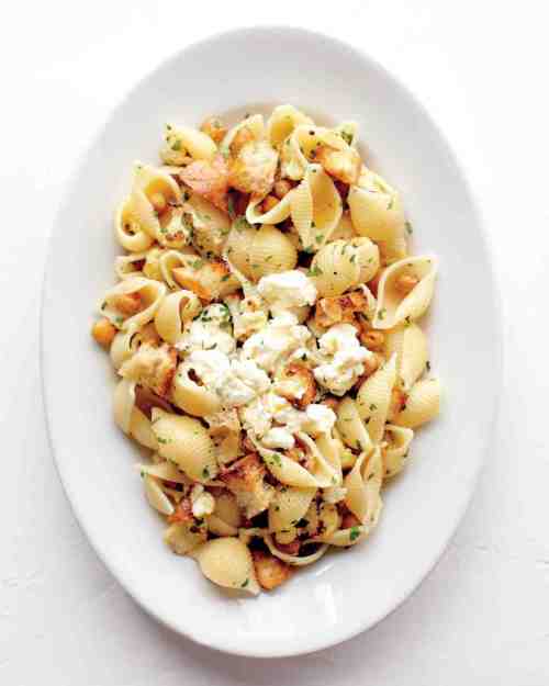 Shells with Roasted cauliflower, chickpeas, ricotta